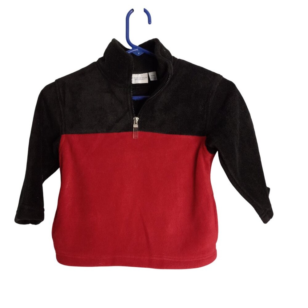 Sonoma Size S 4 Boys Fleece Pullover Jacket Sweatshirt Red Black Colorblock NEW